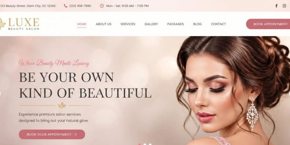 Beauty salon website design with online appointment booking